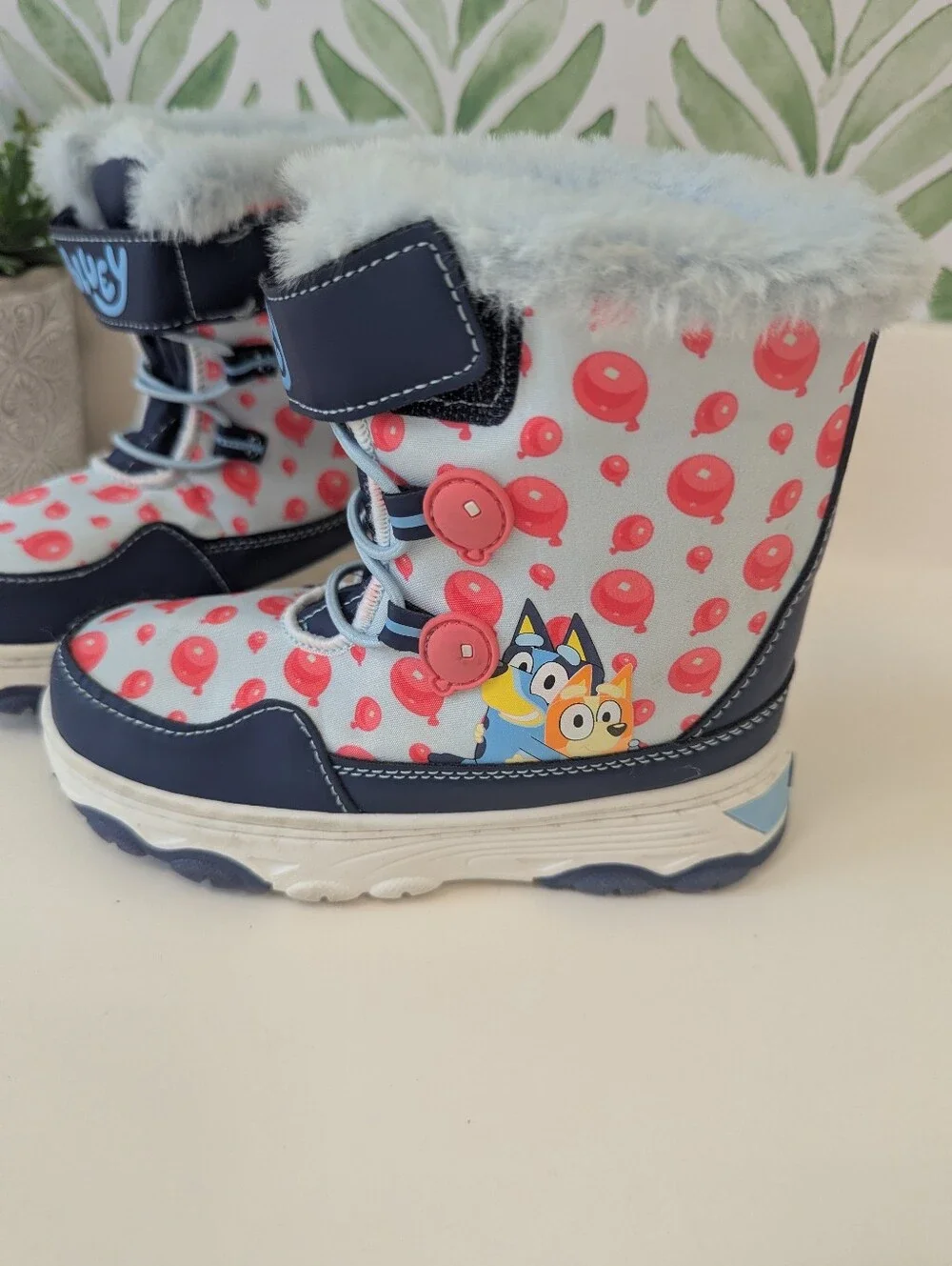 Bluey Winter Snow Boots Toddler 11 Bungee Velcro Combo Fur Lined